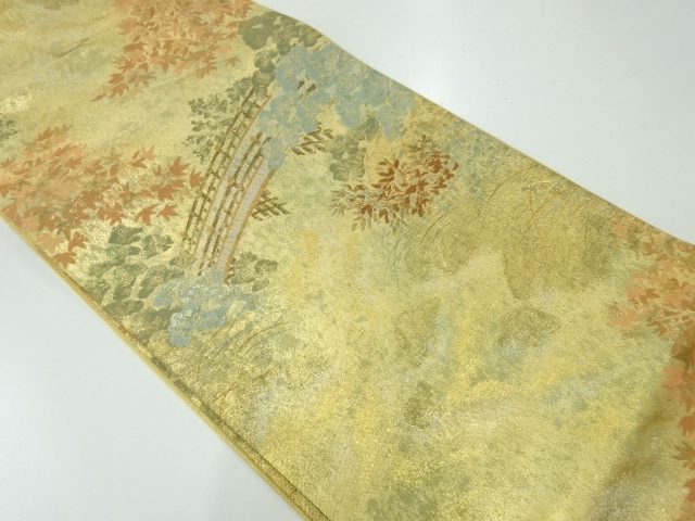 JAPANESE KIMONO / VINTAGE FUKURO OBI / WOVEN ARASHIYAMA SCENERY